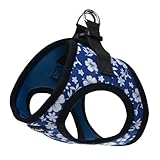 Bark Appeal Blue Hibiscus Step-in Dog Harness for Small-Medium Pets – Updated Sizing, Re-Measuring is Essential – Soft Vest Harness – Anti-Choke with Adjustable Strap & Heavy Duty Clip – S