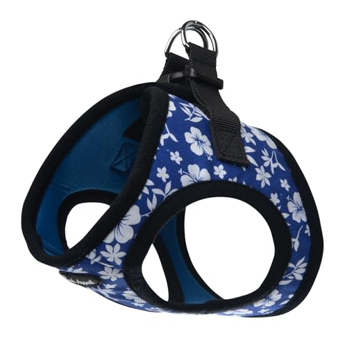 Bark Appeal Blue Hibiscus Step-in Dog Harness for Small-Medium Pets – Updated Sizing, Re-Measuring is Essential – Soft Vest Harness – Anti-Choke with Adjustable Strap & Heavy Duty Clip – S