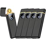 Anfurt 電子ライター usb ライター 小型 充電式 ガスオイル不要 防風 軽量 薄型 点火用 プレゼント 電子ターボライター 防風 アーク スリム アウトドア バーベキューお墓参り 防災グッズ (ブラック 4個セット)