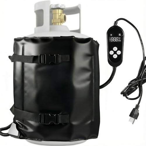 Propane Tank Heater Blanket Gas LP Cylinder Tank Blanket Warmer Tank Heated Blanket Cover with Thermostat Controller and Timer Function 95-122F Adjustable for 20 30 40 LB Tanks