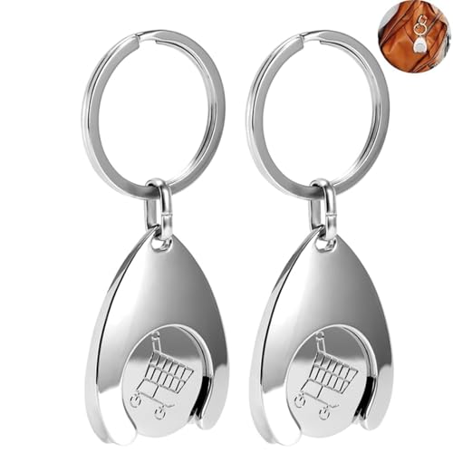 BOBOZHONG Jeton de Caddie, 2 Pièces Porte-clés pour Jeton de Caddie Porte Clé Jeton Caddie en Métal avec Monnaie Amovible Mini Porte-Clés en Alliage d'aluminium Jeton Chariot pour Les Caddies