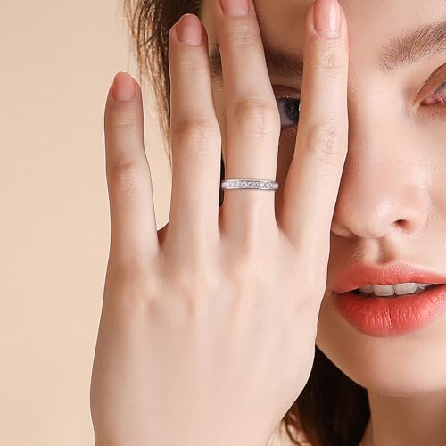 Moissanite Eternity Wedding Band Ring D Color VVS1 18k Gold Plated 925 Sterling Silver Moissanite Ring Gift for Mom/Wife3