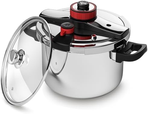 BreeRainz 304 Stainless Steel Pressure Cooker 8.45QT, 3-Stage PSI...