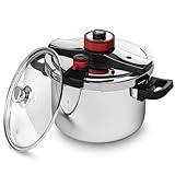 BreeRainz 304 Stainless Steel Pressure Cooker 8.45QT, 3-Stage PSI Settings, One-Hand...