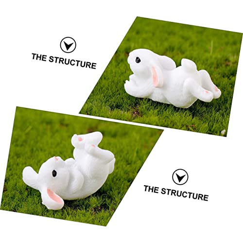 INOOMP 2 sets 6 pcs Easter Decor Adornments Lying Landscape for Lovely Rabbit Bunny Statues Decors C