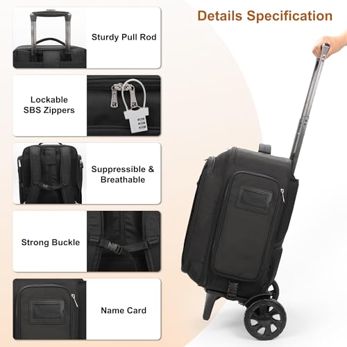 Image of Relavel Rolling Makeup Case with 4 Small Makeup Bags, Large Make Up Travel Organizer with 2 big Wheels, Professional Lockable Makeup Artist Backpack with Adjustable Dividers for Daily Use - Black