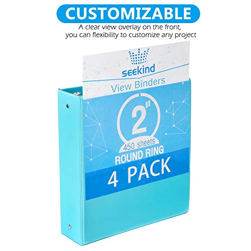 2-Inch-3-Ring-BindersSEEKIND-2-Round-Ring-View-Presentation-View-BindersHolds-Up-to-8511-PaperCustomizable-Clear-Coverfor-HomeOfficeand-School-Supply4-Pack