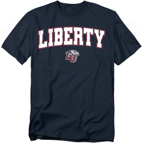 Liberty University Arch Logo Unisex Adult T Shirt Navy Large