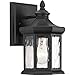 Progress Lighting Edition Collection 1-Light Clear Water Glass Traditional Outdoor Small Wall Lantern Light Textured Black, 55