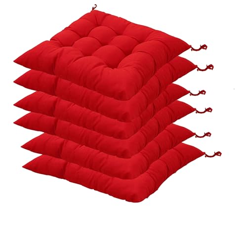 AGDLLYD Lot de 6 Coussin de Chaise 40x40x4cm Coussin d'assise Rembourrage de Chaise avec Fixations,6 Coussinets de siège de Paquet pour Chaise à Manger (Le...