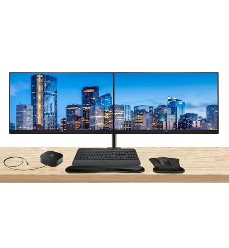 Image of HP Series 3 Pro 22-inch 322pf FHD 1080p LCD Monitor, 2-Pack Bundled with Desk Mount Stand, USB-C Multiport G5 Dock, MK650 Wireless Keyboard & Mouse, Gel Mouse & Wrist Pad