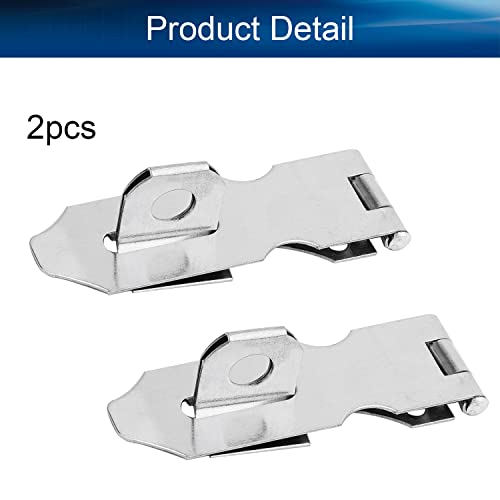 Image of Stainless Steel Padlock Hasp 2.89 inch Length Hasp Staple Padlock Latch with Screws for Furniture Window Cabinet Drawer Closet Silver Tone 2pcs
