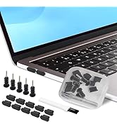 PortPlugs (17 Piece) USB C Dust Plug Set - includes Carry Case and Cleaning Brush, Compatible w/M...