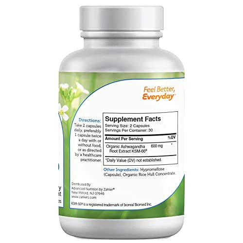 Zahler Ashwagandha Capsules, KSM-66 Aswhagandha 600mg Supplement, Relaxation and Stress Support, Kosher, 60 Capsules