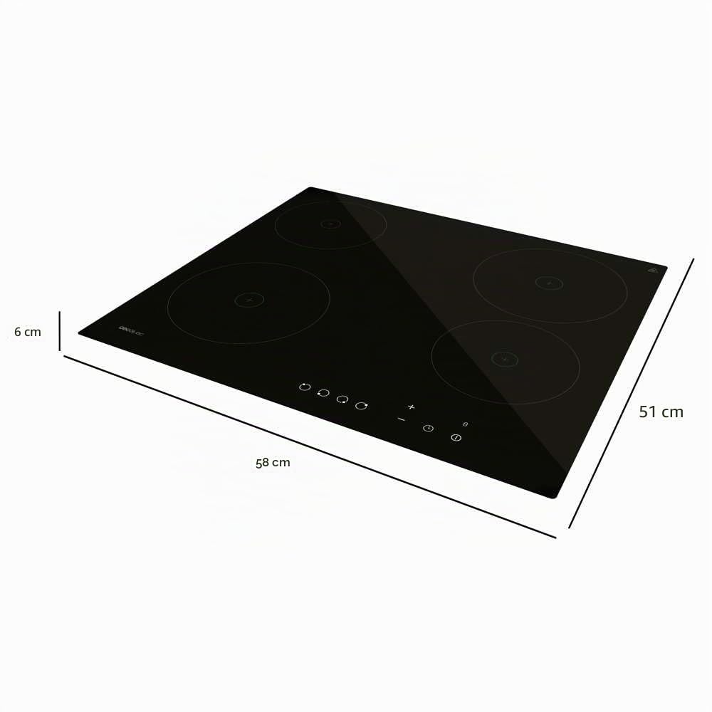 Cecotec Piano Cottura Elettrico Vetroceramica Bolero Squad V 4001. 4 Fuochi, 9 Livelli, 6000W, Controllo Tattile, Blocco di Sicurezza Bambini, Timer, Funzione Keep Warm, Indicatore di Calore Residuo