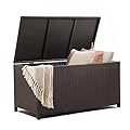 SKRT 120-Gallon All-Weather Resin Outdoor Storage Deck Box - Spacious Solution for Garden, Patio, and Yard - Easy Assembly, Ideal for Indoor & Outdoor Furniture and Supplies Storage (Mocha)