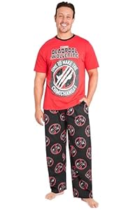 Marvel Deadpool and Wolverine Ensembles de Pyjama Homme Hiver - Cadeau Homme et Ado (Rouge Deadpool Wolverine, M)