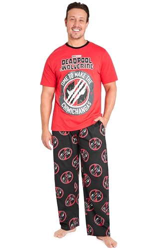 Marvel Deadpool and Wolverine Mens Pajama Set, Soft Comfy Loungewear PJ Set - Gifts for Men