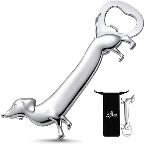 Dachshund Dog Bottle Opener Beer Opener, Dachshund Gifts Sausage Dog Gifts Funny Novelty Cute Wiener Dog Doxie Gifts, Silver Cover