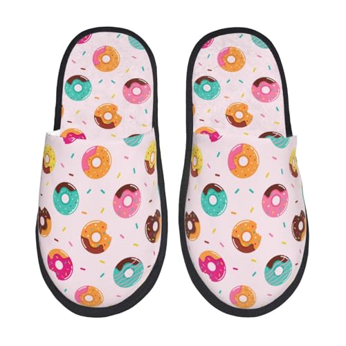 Donut Print House Slippers For Women And Men,Soft Slippers With Memory Foam,Non-Slip Indoor Home Shoes