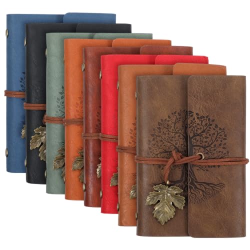 Carnet de notes vintage ligné A7 en cuir rechargeable MAQUITA lot de 8