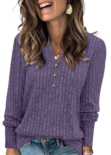 Image of XMTOPYE Sweaters for Women Fashion Long Sleeve Tops Pullover V Neck Casual Loose Sweatshirt