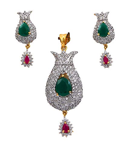 Esmeralda verde india talla pera en cobre chapado en oro para regalo
