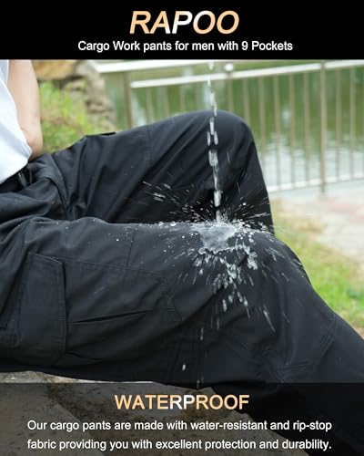 Image of Rapoo Ripstop Water Resistant Cargo Tactical Pants for Men EDC Hiking Work Military Army Pants with 9 Pockets