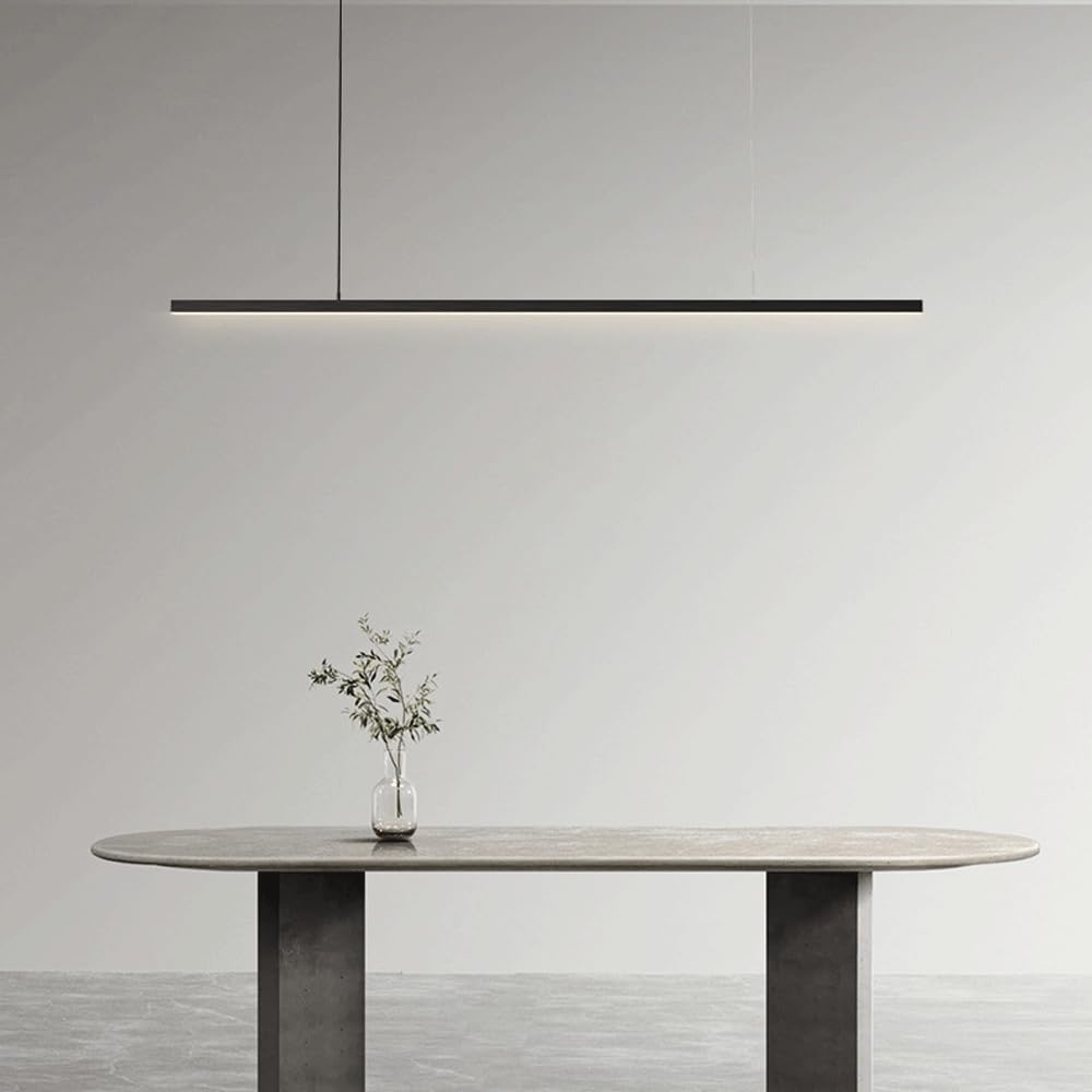 SYAXVOM Chandelier Dining Room Black, Modern LED Pendant Light Over Table，Three-Color Changing Light，Height Adjustable Hanging Fixture,for Living Office