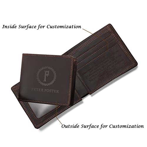 Personalized Engraved Leather Wallet for Dad Son Husband Boyfriend - Custom Logo Name Men Bifold Purse with Love Message - Fathers Day Birthday Valentines Christmas Anniversary Graduation Wedding Gift3