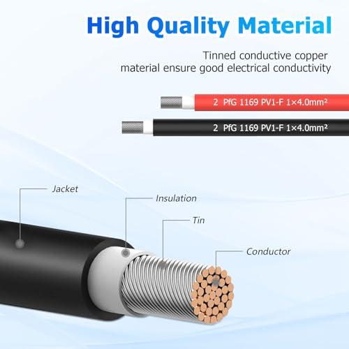 Cable solar de 4mm² con conector impermeable IP67 para paneles de furgonetas camper 4