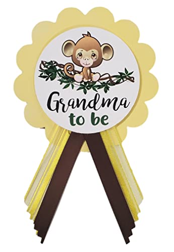 Pin para abuela Baby Shower con broche seguro y diseño neutro de mono