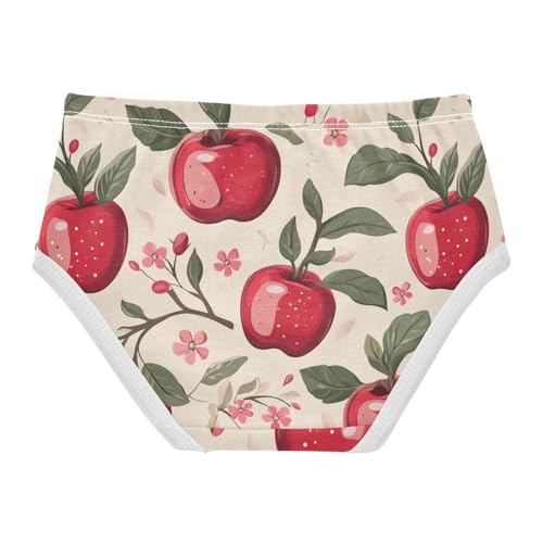Wusikd Red Apples Cute Girls' Underwear Cotton Green Leaves Girls Briefs Soft Toddler Underwear 2T2