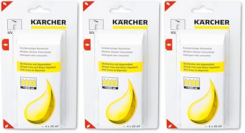 Kärcher 6.295-302.0 Nettoyant vitres concentré (4 x 20 ml) détergent pour nettoyeurs de vitres (Lot de 3)
