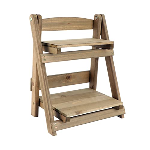 MAGICLULU Mensola Legno Retro Due Strati Portafiori Per Interni Ed Esterni Scaffale Creativo Per Piante e Libri Supporto Per Balcone e Ufficio Caffè