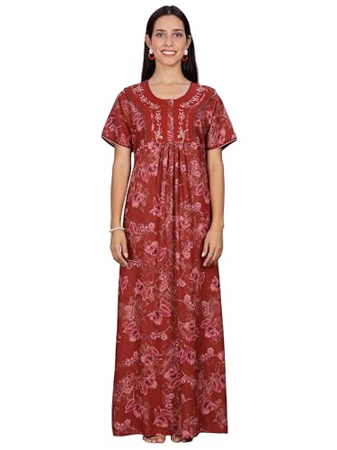 Image of 9shines Label Stylish Alpine Nighty Maxi for Women | Full Length Trendy Nightgown | Premium Nightdress | Nightwear | Embroidery Nighty with Pockets (2892)