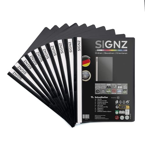 SIGNZ Schnellhefter DIN A4, stabil, 11 Stück, schwarz,...