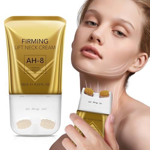 AH-8 Neck Firming Cream with Roller, Collagen Peptide Anti Aging Formula, Tighten Saggy Turkey Neck,...