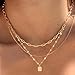 YEEZII 14K Gold Plated Layered Necklaces for Women Trendy, Dainty Choker Paperclip Box Chain Necklace, Stackable Women's Pendant Necklaces Set for Jewelry Gift