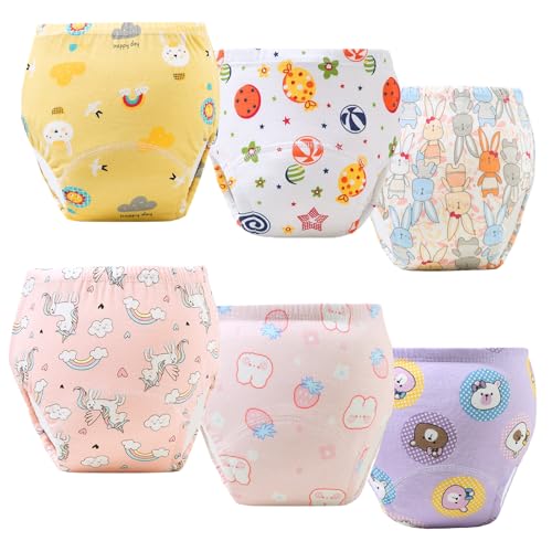 Upairy Training Pants Potty Training Underwear for Boys Girls Toddler Potty Pants for 2T-6T Soft Absorbent & Leak-Proof with Characters 100% Cotton Washable (6PCS M)