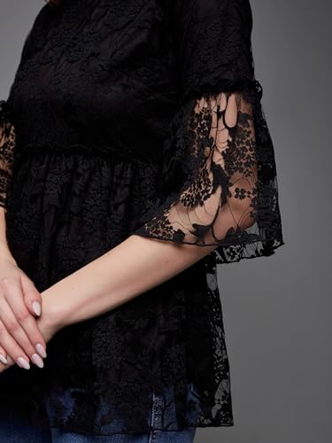 Image of Miss Chase Women's Relaxed Fit Regular Lace Top