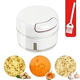 Ourokhome Mini Manual Garlic Chopper - the Latest Portable Ginger Grinder with Brush (170 ml, White)