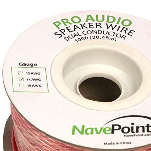 NavePoint 100ft in Wall Audio Speaker Cable Wire CL2 14/2 AWG Gauge 2 Conductor Bulk X 2