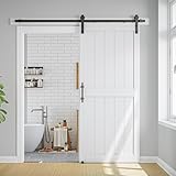 30 x 84 in Manufactured Paneled Wood Barn Door with Installation Hardware