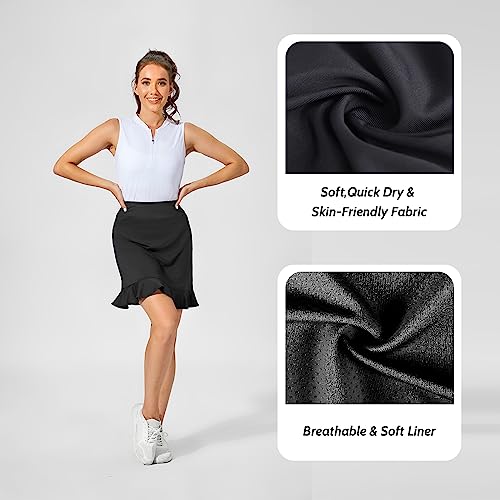 M MOTEEPI Womens 20" Skort Knee Length Ruffle Golf Skirts for Women with Pockets Shorts Dressy Casual Summer3