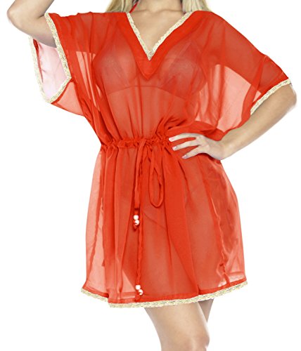 LA LEELA Costumi di Halloween Festa Cosplay Skulls Pirata Gotico Festival Fancy Dress Vintage chiffon beachwear kimono costumi da bagno costume da bagno bikini delle donne coprire blusa Arancione_S420