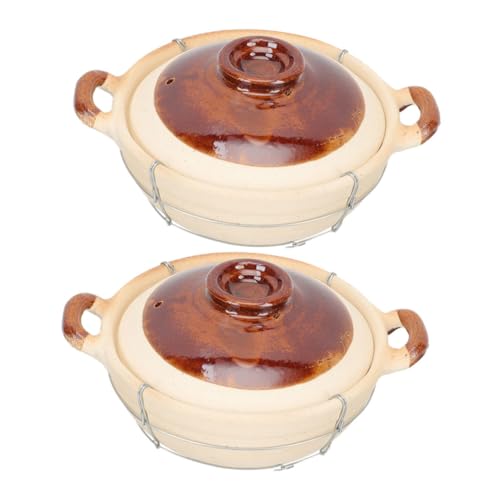 CIYODO 2pcs Clay Casserole Dish Lid 0.5l Single Handle Small Round Clay Pot Cookware for Home Cooking for Braised Rice and Oven Use
