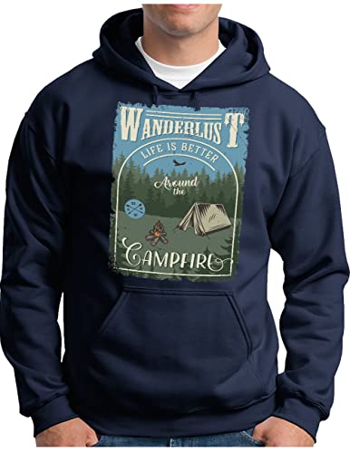 Sweat à capuche camping OM3 pour homme pull outdoor bleu marine S à 4XL