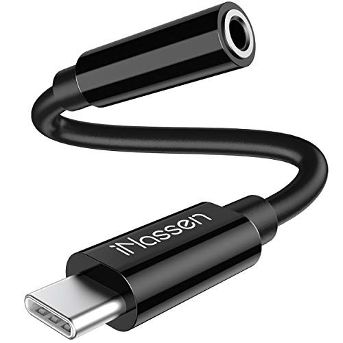 USB C to 3.5mm Headphone Jack Adapter, iNassen Type C to Aux Audio