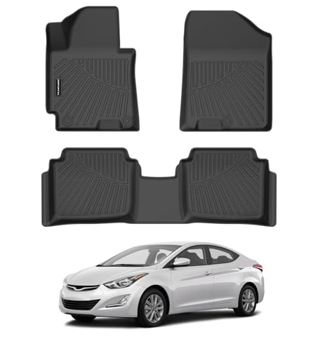 Floor Mats for 2011-2016 Hyundai Elantra All Weather TPE Floor Liners Custom Fit for Elantra 2011-2016 1st & 2nd Row Anti-Slip Full Set Car Mats(Not Fit GT or Touring Models)